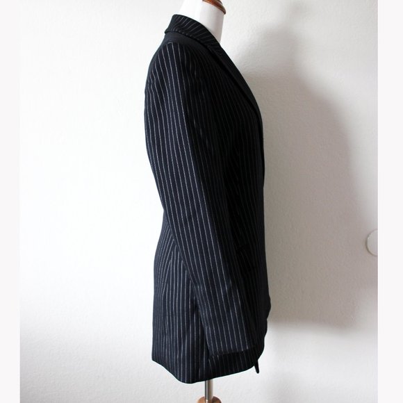 Stella McCartney Classic Pinstripe Asymmetric Wool Blend Jacket Coat Blazer, 38 - Picture 8 of 14